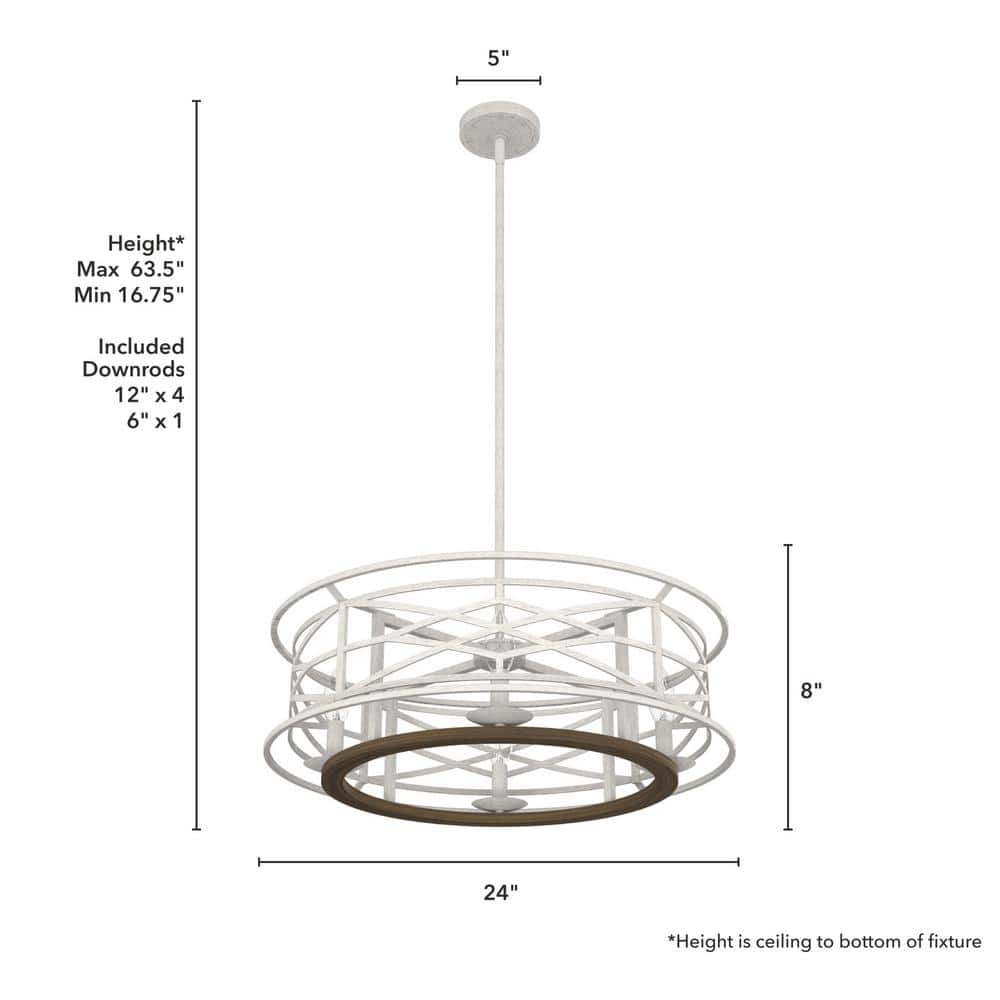 Hunter Langwood 4-Light Distressed White Candlestick Chandelier Dining Room Light