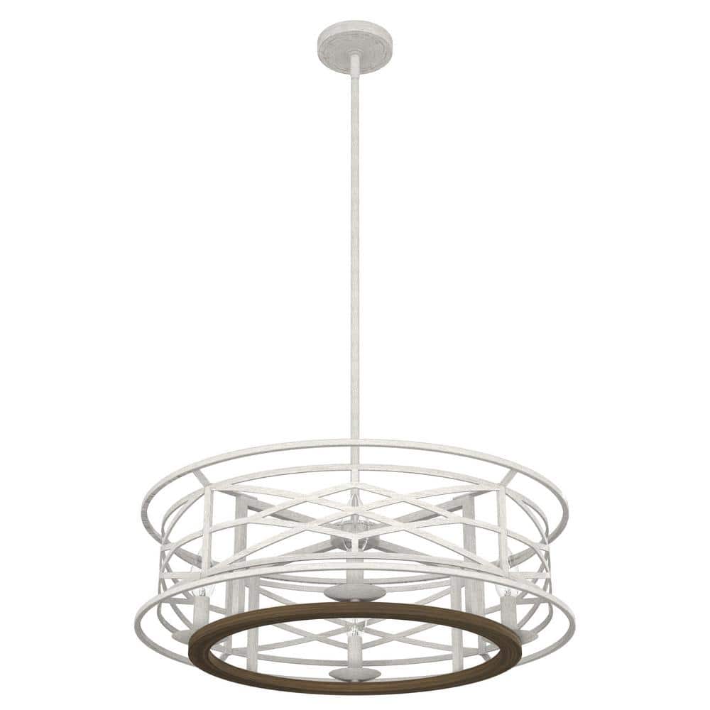 Hunter Langwood 4-Light Distressed White Candlestick Chandelier Dining Room Light