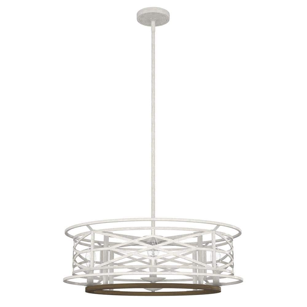 Hunter Langwood 4-Light Distressed White Candlestick Chandelier Dining Room Light