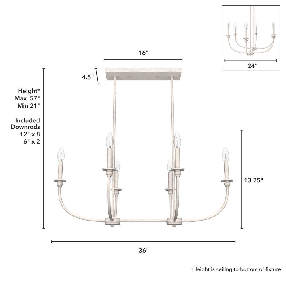 Hunter Southcrest 6-Light Distressed White Candlestick Chandelier