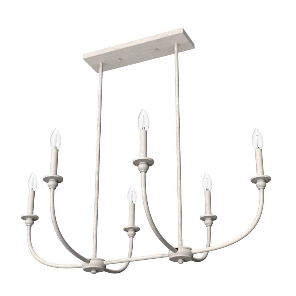 Hunter Southcrest 6-Light Distressed White Candlestick Chandelier