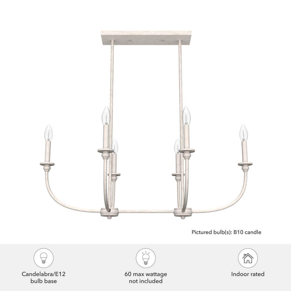 Hunter Southcrest 6-Light Distressed White Candlestick Chandelier