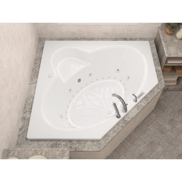 Universal Tubs Malachite 5 ft. Acrylic Corner Drop-in Whirlpool & Air Bathtub, White, 60 x 60 in.