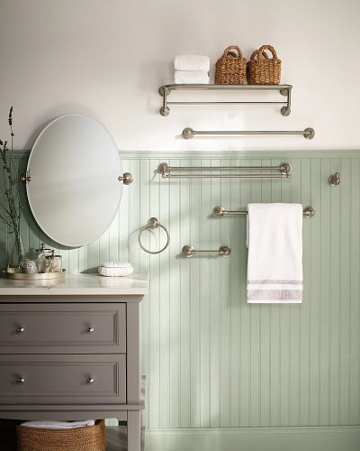 Moen Sage 24-in Spot Resist Brushed Nickel Wall-Mount Double Towel Bar