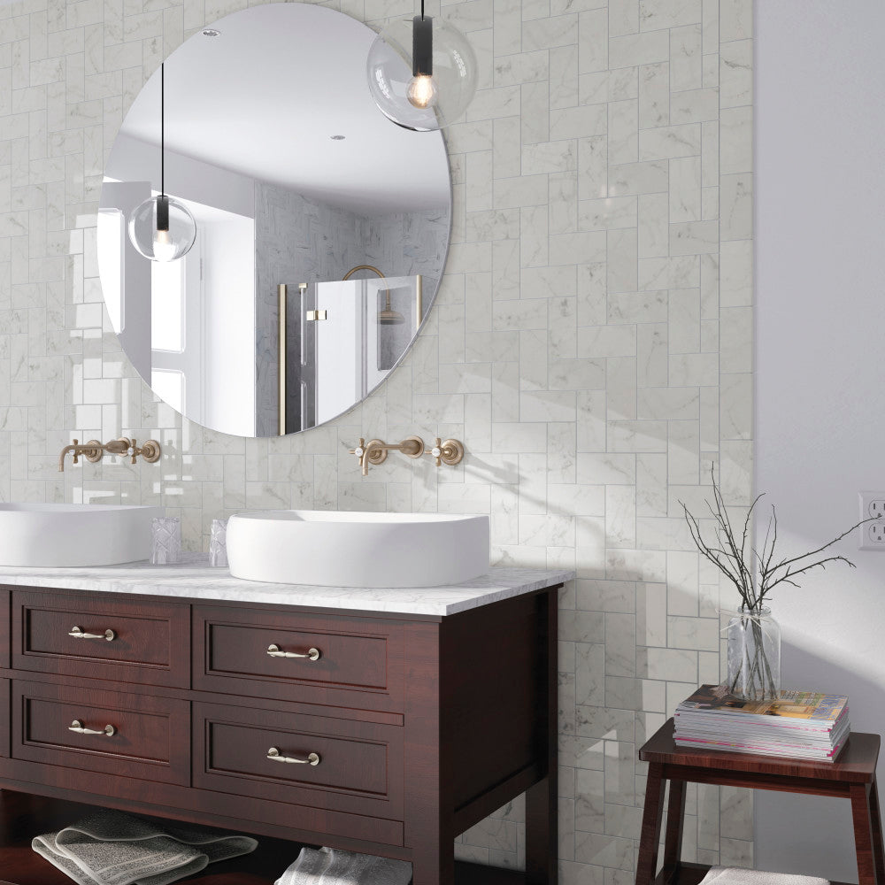 Merola Tile Classico Carrara Glossy 3 in. x 6 in. Ceramic Subway Wall Tile (6.03 sq. ft. / Case)