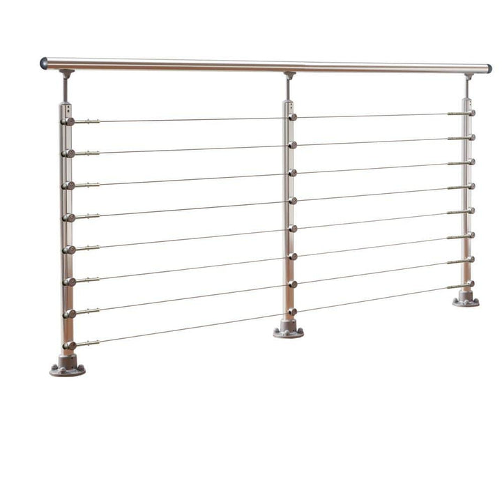 Dolle Prove 36 in. H x 79 in. W Brushed Aluminum Handrail Stainless Cable Infill Top Mount Railing Kit