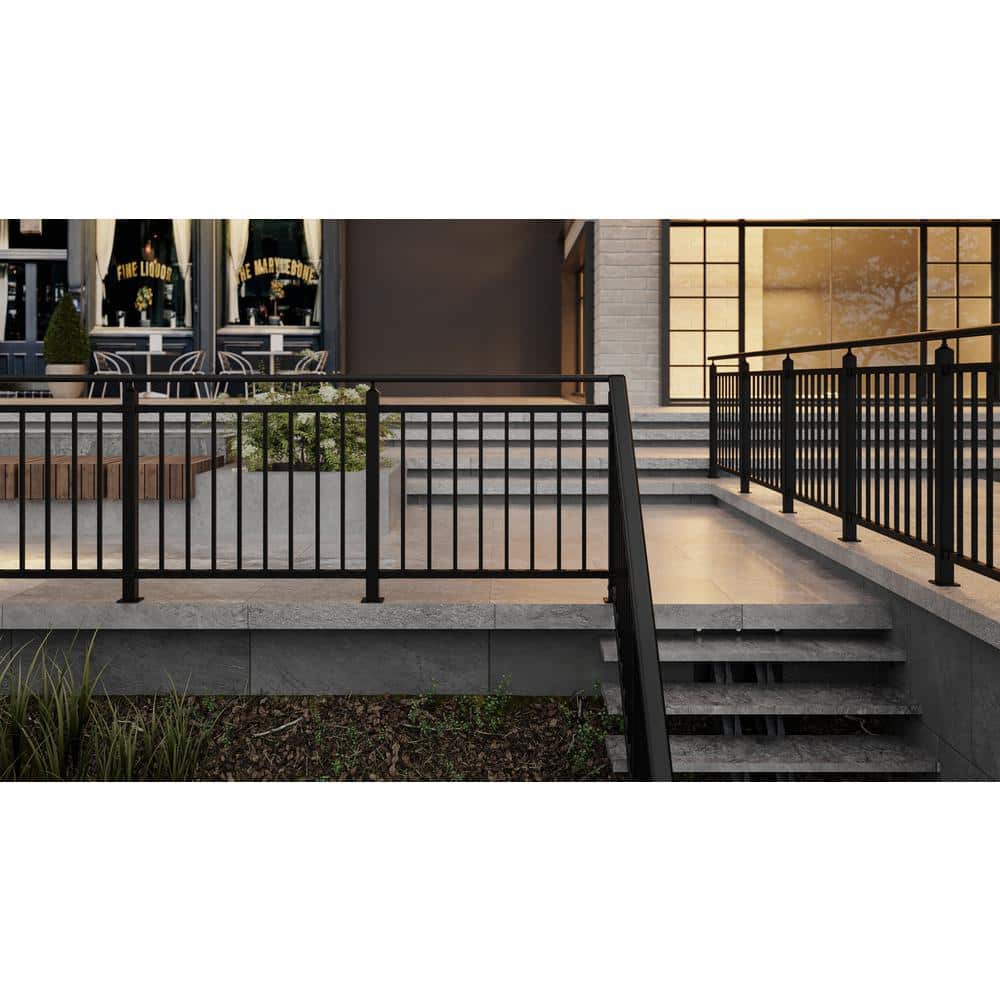 Dolle Acadia 38 in. H x 41 in. W Black Aluminum Starter Banister Kit Stair Railing Kit