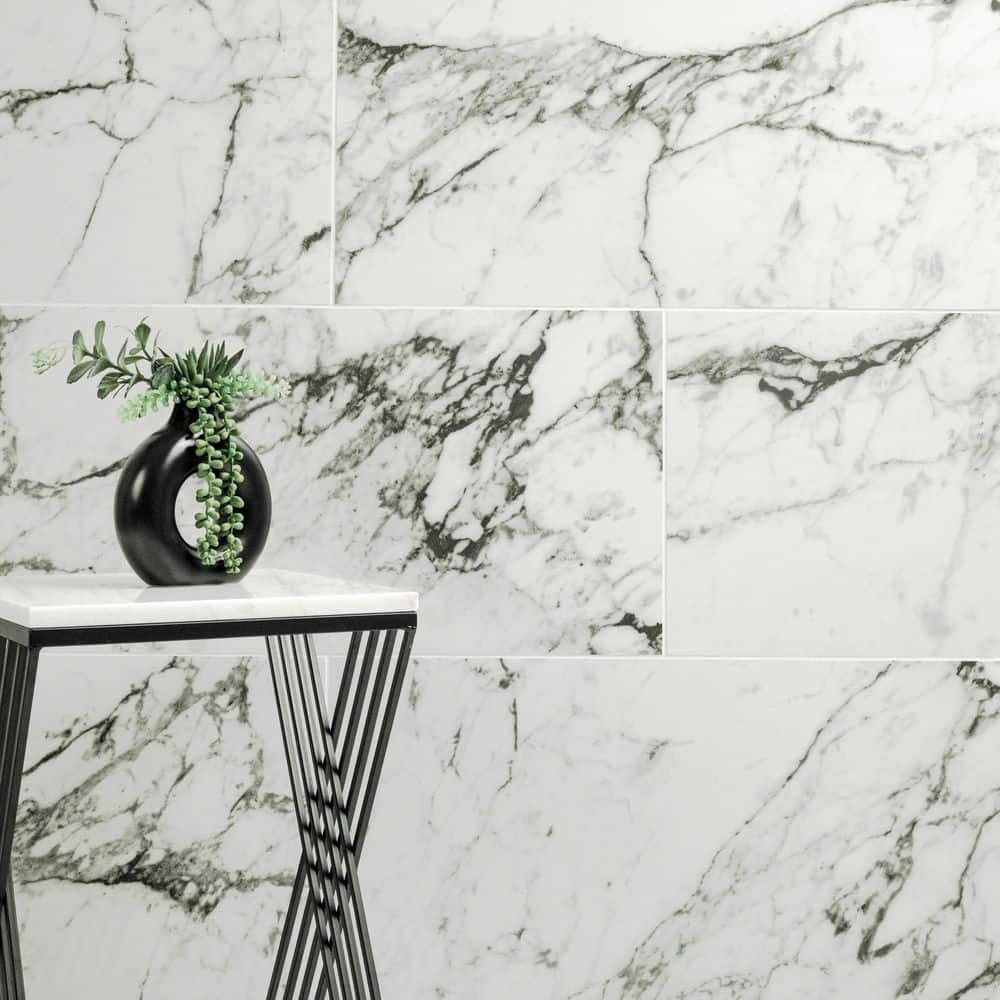 Donatello 16 in. x 32 in. Polished Porcelain Marble Look Floor and Wall Tile (14.2 sq. ft./Case)