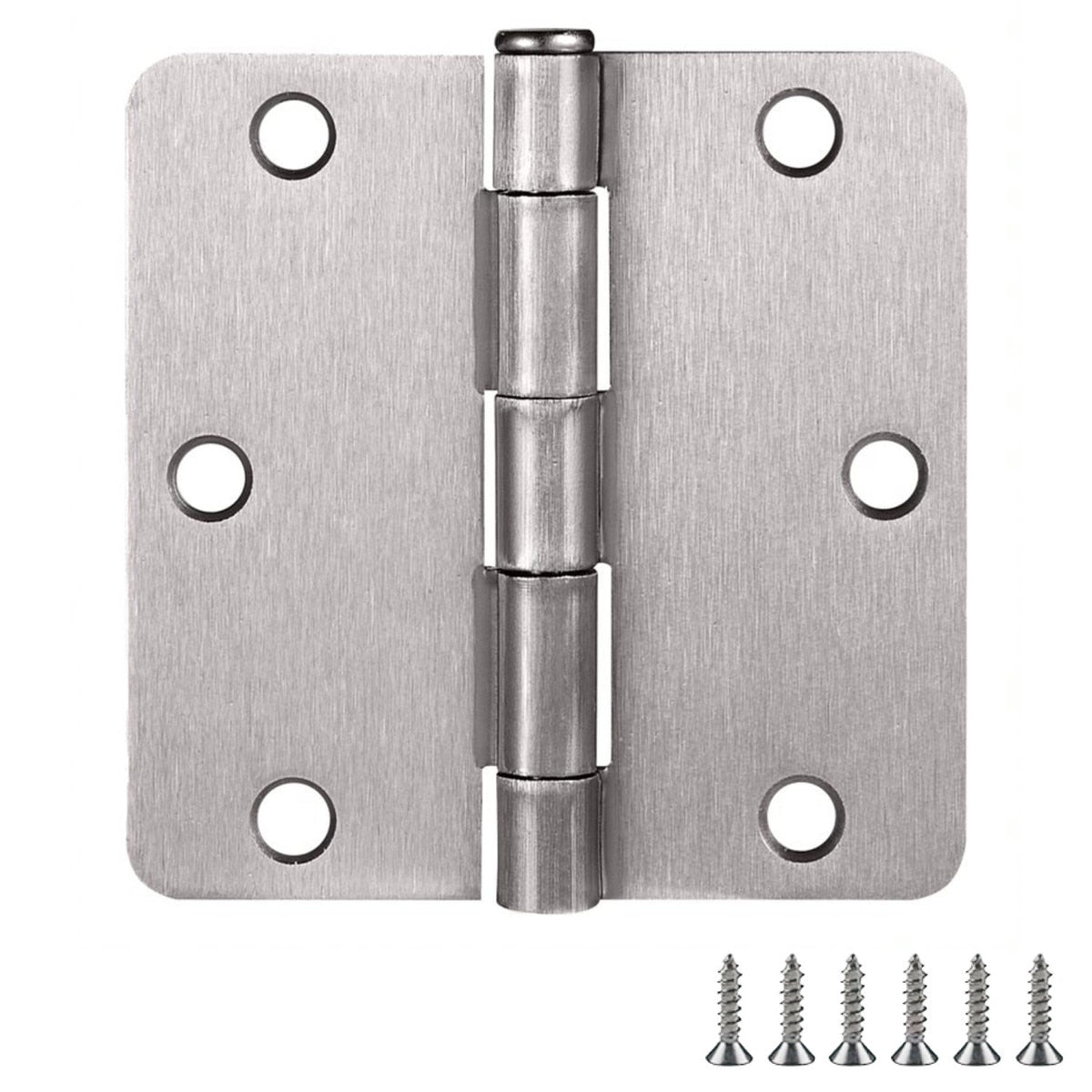 Schlage 3.5 in. x 1/4 in. Radius Satin Nickel Round Door Hinges (3-Pack)