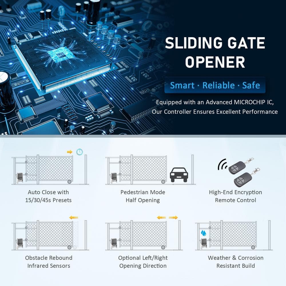DOORADO Smart Slide Single Automatic Gate Opener Kit-4400 lbs.