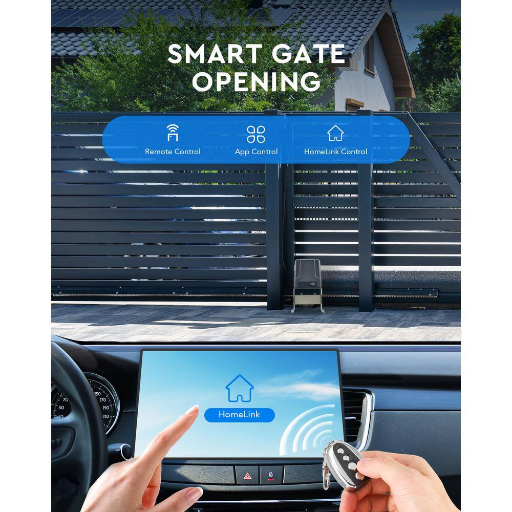 DOORADO 170W Automatic Sliding Gate Opener for 1800 lbs. 40 ft. Gates, 24V DC Motor IR Sensors Remotes, Solar Power Compatible