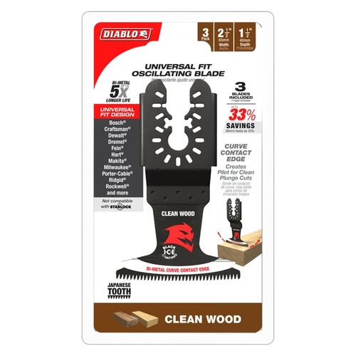 Diablo Universal Fit Oscillating Blade for Clean Wood 2-1/2" 3/Pack