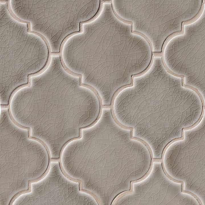 MSI Dove Gray Arabesque 10-1/2 in. x 15-1/2 in. x 8 mm Glossy Ceramic Mesh-Mounted Mosaic Wall Tile (11.7 sq. ft. / case)
