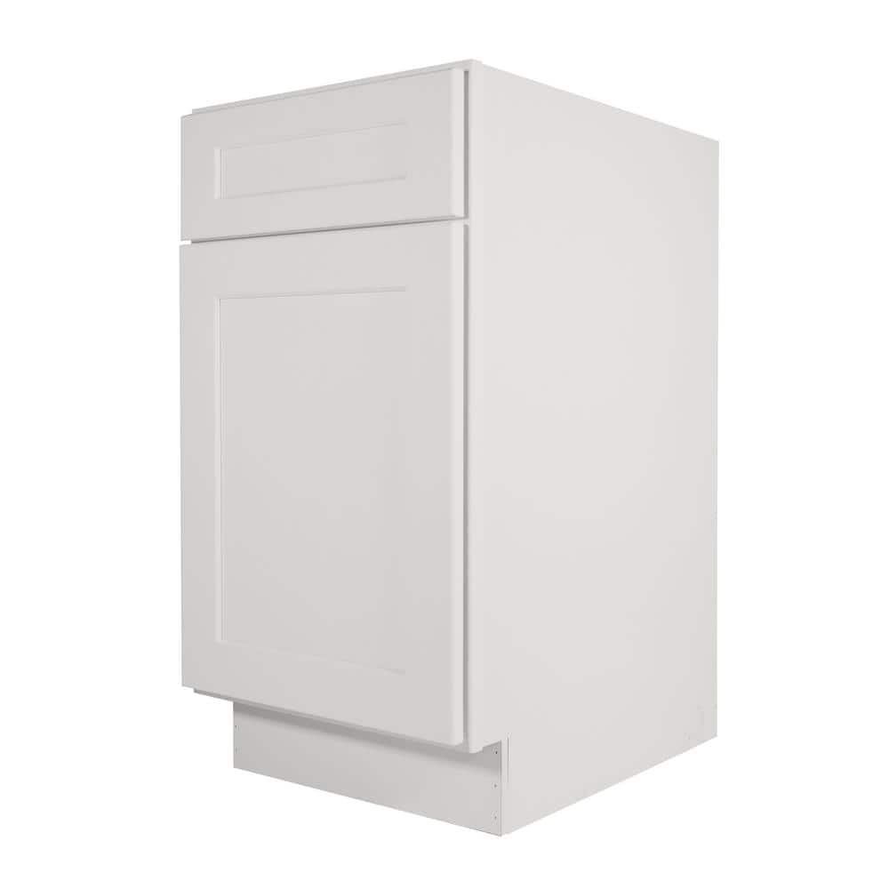 HOMEIBRO Newport Light Dove Plywood Shaker Style Stock 1-Door 1-Drawer Base Kitchen Cabinet (15 in. x 34.5 in. x 24 in.)