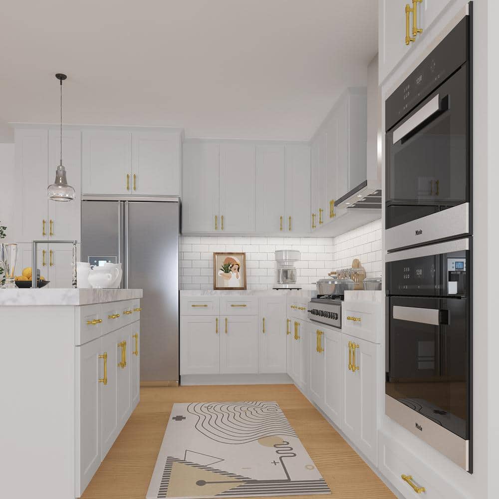 HOMEIBRO Newport Light Shaker Dove Plywood Shaker Style Stock 1-Door 1-Drawer Base Kitchen Cabinet (18 in. x 34.5 in. x 24 in.）