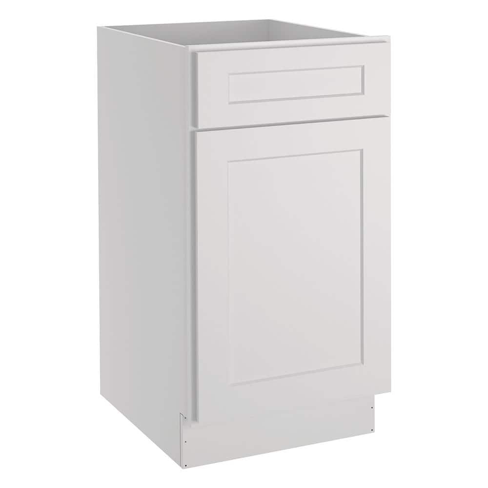 HOMEIBRO Newport Light Shaker Dove Plywood Shaker Style Stock 1-Door 1-Drawer Base Kitchen Cabinet (18 in. x 34.5 in. x 24 in.）
