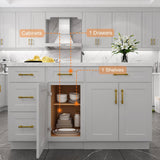 HOMEIBRO Newport Light Shaker Dove Plywood Shaker Style Stock 1-Door 1-Drawer Base Kitchen Cabinet (18 in. x 34.5 in. x 24 in.）