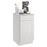 HOMEIBRO Newport Light Shaker Dove Plywood Shaker Style Stock 1-Door 1-Drawer Base Kitchen Cabinet (18 in. x 34.5 in. x 24 in.）
