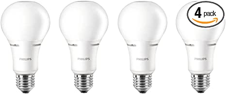 Philips 75-Watt Equivalent A21 Dimmable LED Light Bulb with Warm Glow Effect, Soft White 2700K (4-Pack)