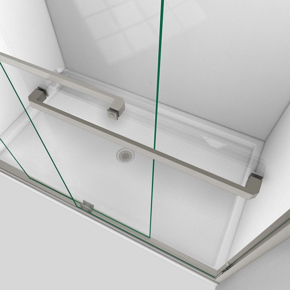DreamLine Encore 56 to 60 in. W x 76 in. H Semi-Frameless Sliding Shower Door, Brushed Nickel