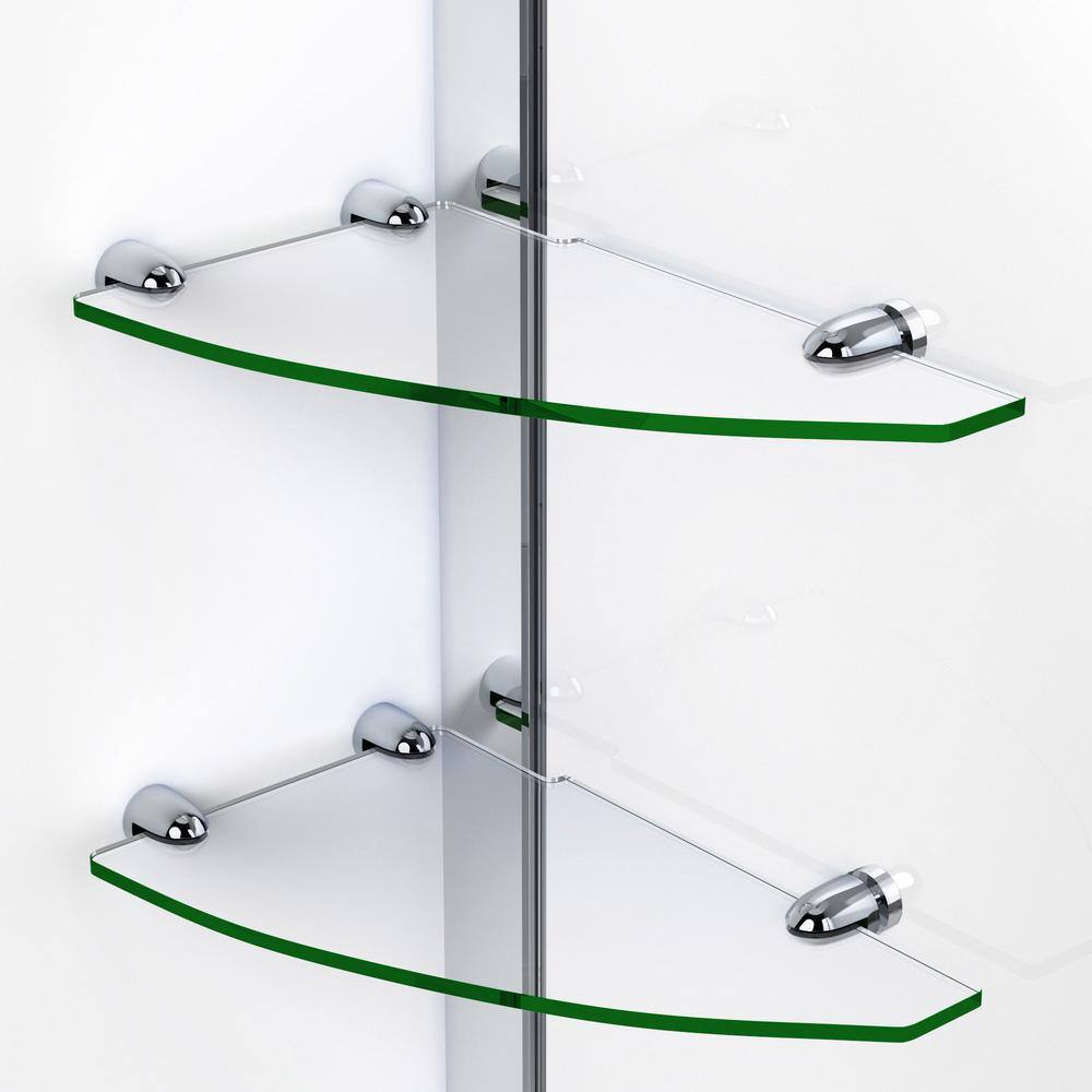 DreamLine Elegance 58 in. to 60 in. x 72 in. Semi-Frameless Pivot Shower Door with Shelves, Brushed Nickel