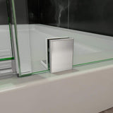 DreamLine Elegance 58 in. to 60 in. x 72 in. Semi-Frameless Pivot Shower Door with Shelves, Brushed Nickel