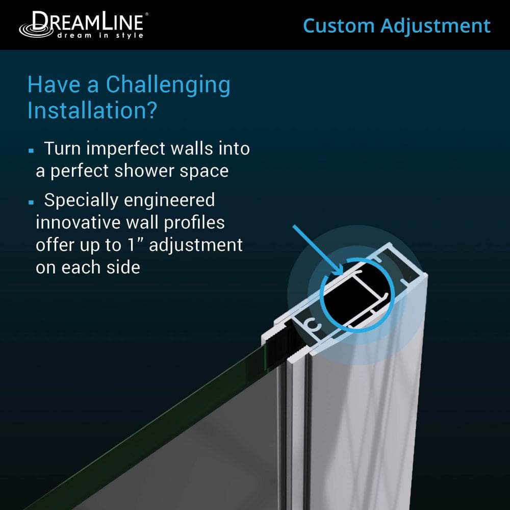 DreamLine Elegance 58 in. to 60 in. x 72 in. Semi-Frameless Pivot Shower Door with Shelves, Brushed Nickel