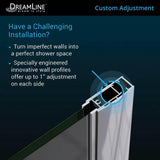 DreamLine Elegance 58 in. to 60 in. x 72 in. Semi-Frameless Pivot Shower Door with Shelves, Brushed Nickel