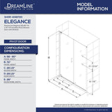 DreamLine Elegance 58 in. to 60 in. x 72 in. Semi-Frameless Pivot Shower Door with Shelves, Brushed Nickel