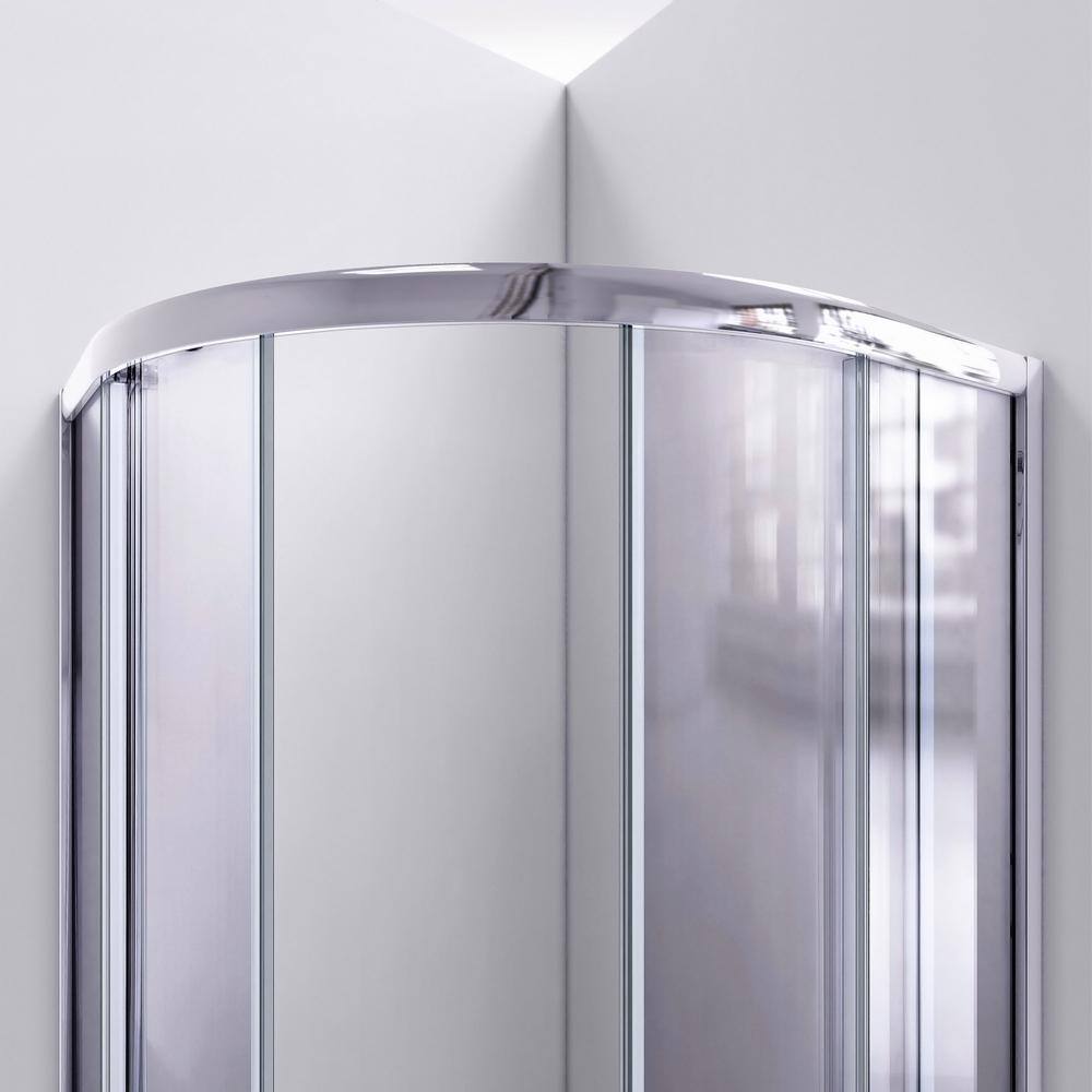 DreamLine Prime 33 in. x 33 in. x 74.75 in. Corner Semi-Frameless Sliding Shower Enclosure in Chrome with White Shower Base