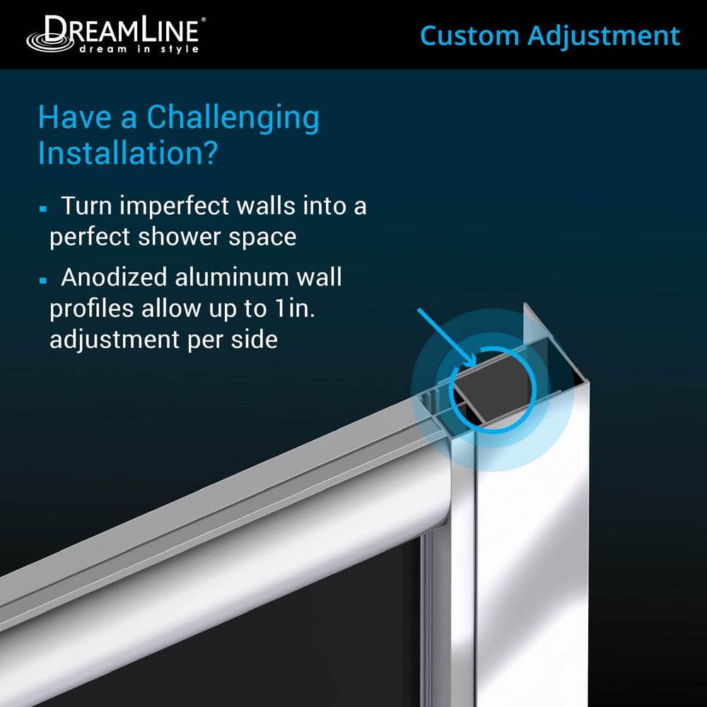 DreamLine Prime 33 in. x 33 in. x 74.75 in. Corner Semi-Frameless Sliding Shower Enclosure in Chrome with White Shower Base