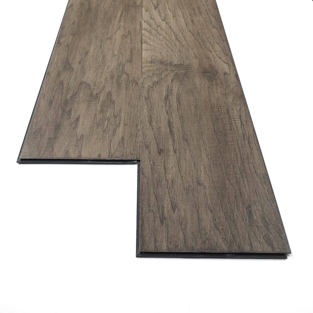 Sure+ Drift Gray Hickory Hickory 1/4 in. T x 6.5 in. W Click Lock Wire Brushed Engineered Hardwood Flooring (21.7 sq.ft./case)