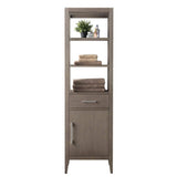 Vanity Art 21 in. W x 17 in. D x 72 in. H Brown MDF Floor Standing Linen Cabinet with Soft Close Door in Driftwood Gray/BN
