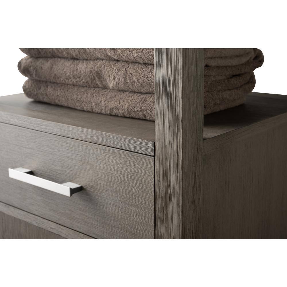 Vanity Art 21 in. W x 17 in. D x 72 in. H Brown MDF Floor Standing Linen Cabinet with Soft Close Door in Driftwood Gray/BN