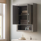 Vanity Art 24" Driftwood Gray Wall-Mounted Bathroom Storage Cabinet with Soft-Close Doors and Brushed Nickel Handles
