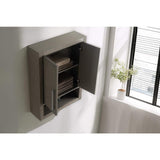 Vanity Art 24" Driftwood Gray Wall-Mounted Bathroom Storage Cabinet with Soft-Close Doors and Brushed Nickel Handles