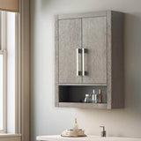 Vanity Art 24" Driftwood Gray Wall-Mounted Bathroom Storage Cabinet with Soft-Close Doors and Brushed Nickel Handles