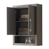 Vanity Art 24" Driftwood Gray Wall-Mounted Bathroom Storage Cabinet with Soft-Close Doors and Brushed Nickel Handles