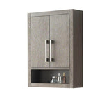 Vanity Art 24" Driftwood Gray Wall-Mounted Bathroom Storage Cabinet with Soft-Close Doors and Brushed Nickel Handles