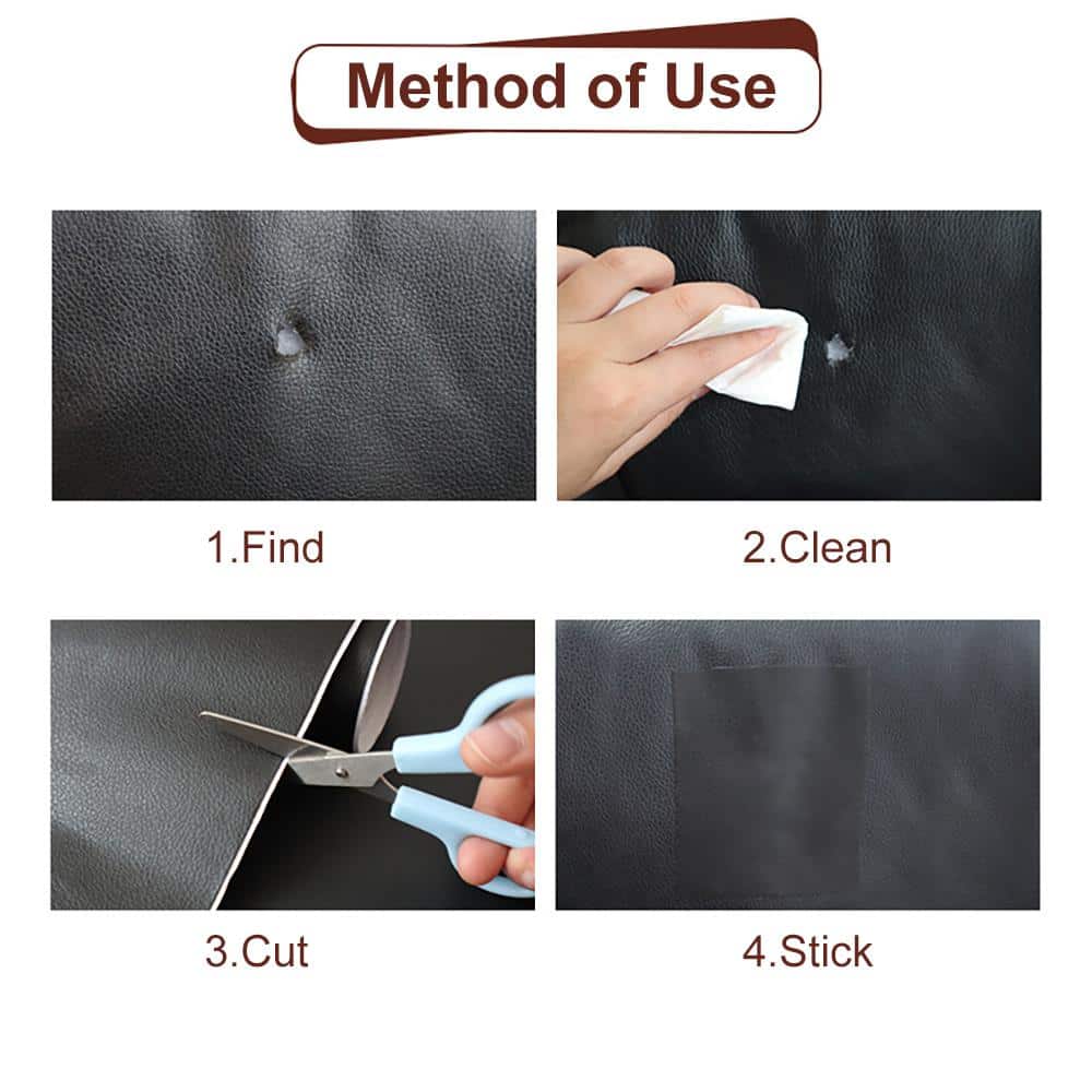 10 in. x 24 in. Dark Brown Self-Adhesive Leather Repair Drywall Patch For Car Seats, Couch Furniture