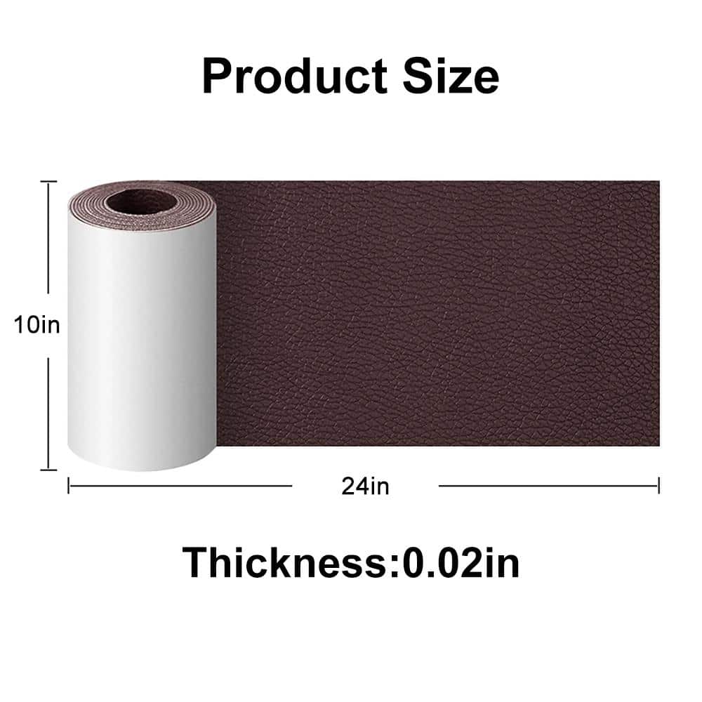 10 in. x 24 in. Dark Brown Self-Adhesive Leather Repair Drywall Patch For Car Seats, Couch Furniture