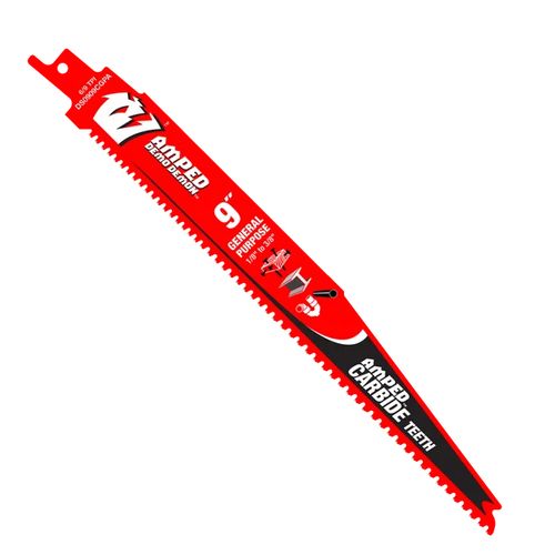 Diablo AMPED Demo Demon Carbide Teeth Reciprocating Saw Blade for General Purpose Cuts 9" 6/9 TPI 3/Pack