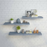 Interbuild Solid 2.3 ft. L x 10 in. D x 1.5 in. T, Acacia Butcher Block Countertop Floating Wall Shelf, Dusk Grey with Live Edge