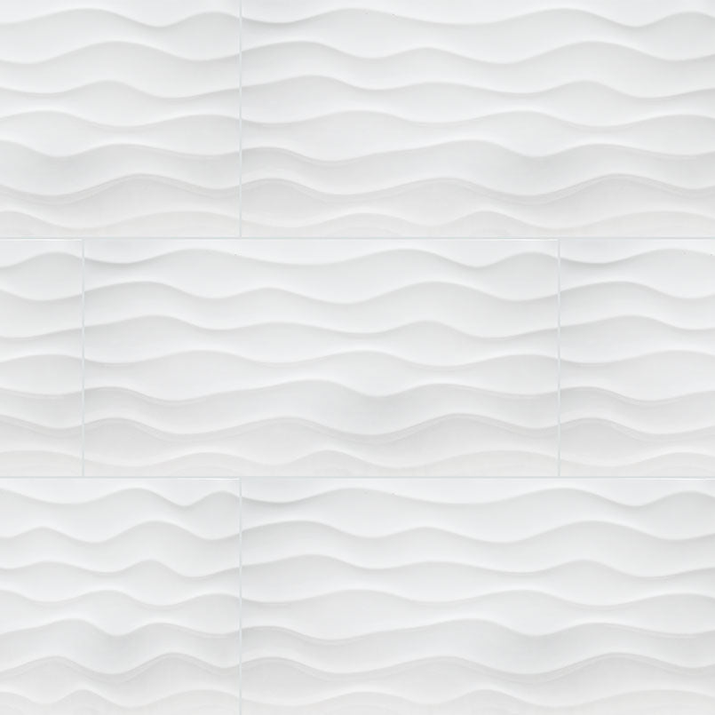 MSI Dymo Wavy White 12 in. x 24 in. Glossy Ceramic Wall Tile (16 sq. ft./case)