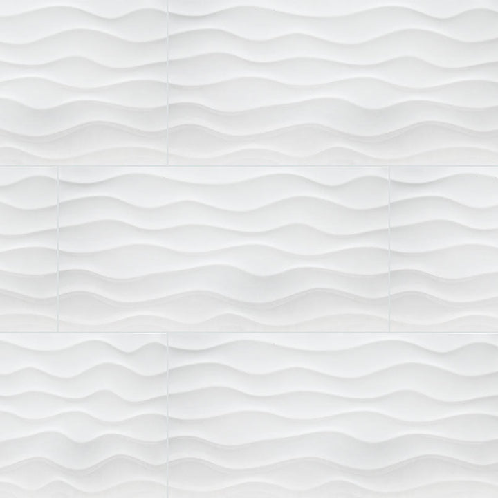 MSI Dymo Wavy White 12 in. x 24 in. Glossy Ceramic Wall Tile (16 sq. ft./case)