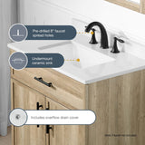 Style Selections Dolton 30-in Natural Oak Undermount Single Sink Bathroom Vanity with White Engineered Stone Top