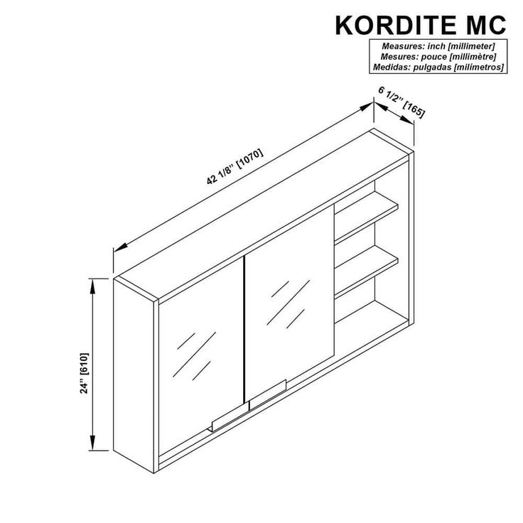 Home Decorators Collection Kordite 42 in. W x 7 in. D x 24 in. H Rectangular Surface Mount Almond Latte Medicine Cabinet with Mirror