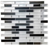 Crystiles Black, Deep Grey and Brushed Silver 12 in. x 12 in. Peel and Stick Vinyl Wall Tile Backsplash, 