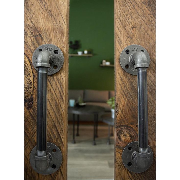 1/2 in. x 14.5 in. L Black Pipe Barn Door Handle Kit