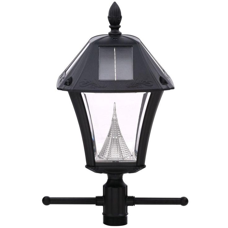 Baytown II 9.75 in. Black Integrated LED Outdoor Resin Solar Post Light and Lamp Post with EZ-Anchor Base